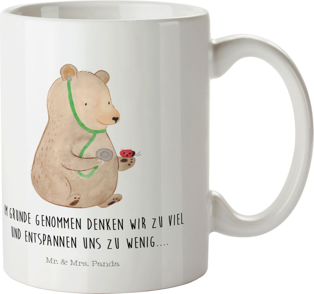 Mr. & Mrs. Panda Trinklernbecher Bär Arzt - Weiß - Geschenk, Camping Tasse, Plastikbecher, Ärztin, Teddy, Reisebecher, Pott, Professor, Doktorin...