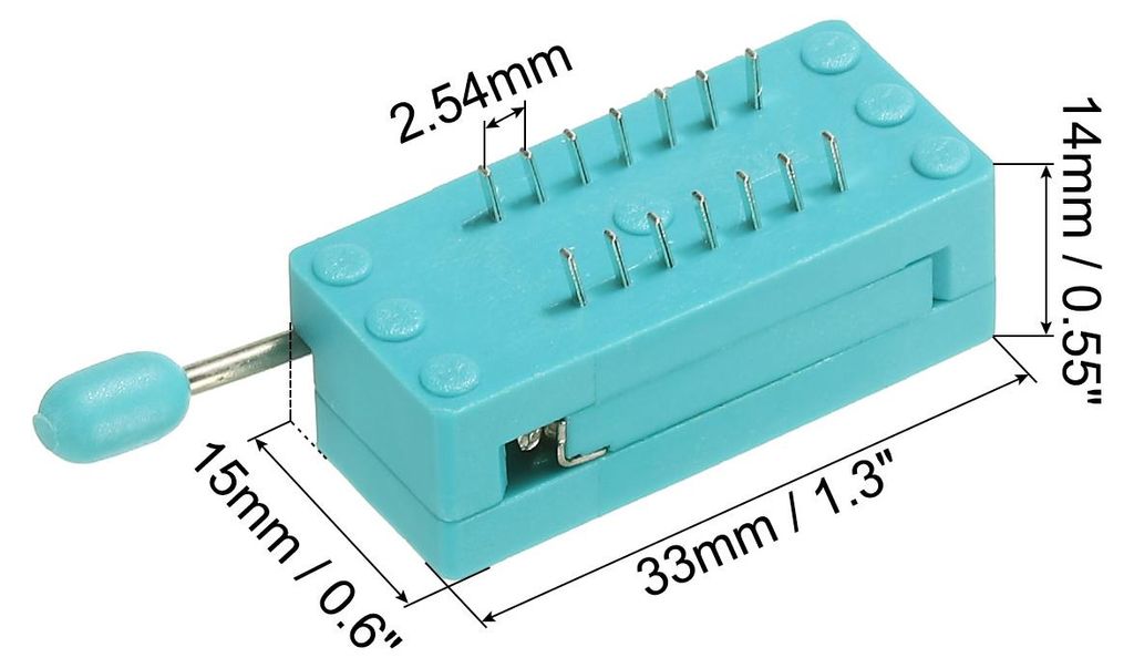 2 Stš¹ck IC-Verriegelung Sockel, 14-Pin Dip-IC-Buchsen 2.54mm Pitch Sockel Adapter L?tanschluss fš¹r PCB L?ten Lochrasterplatine, Grš¹n