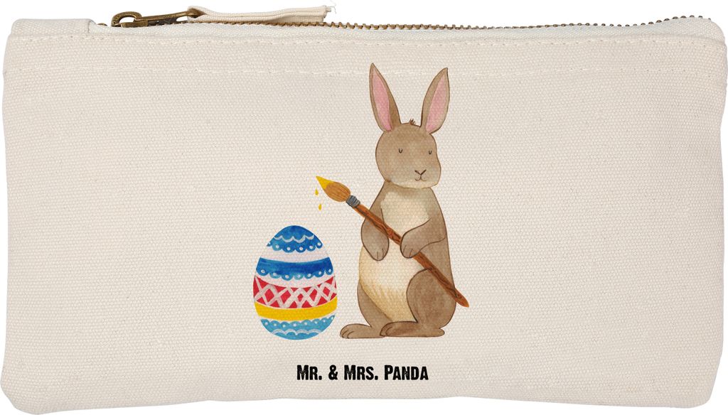 Mr. & Mrs. Panda beauty case Hase Eier Malen Größe S Klein - Weiß - Geschenk, Ostern, Kosmetiktasche, kosmetiktäschchen, Ostergrüße, Frohe, F...