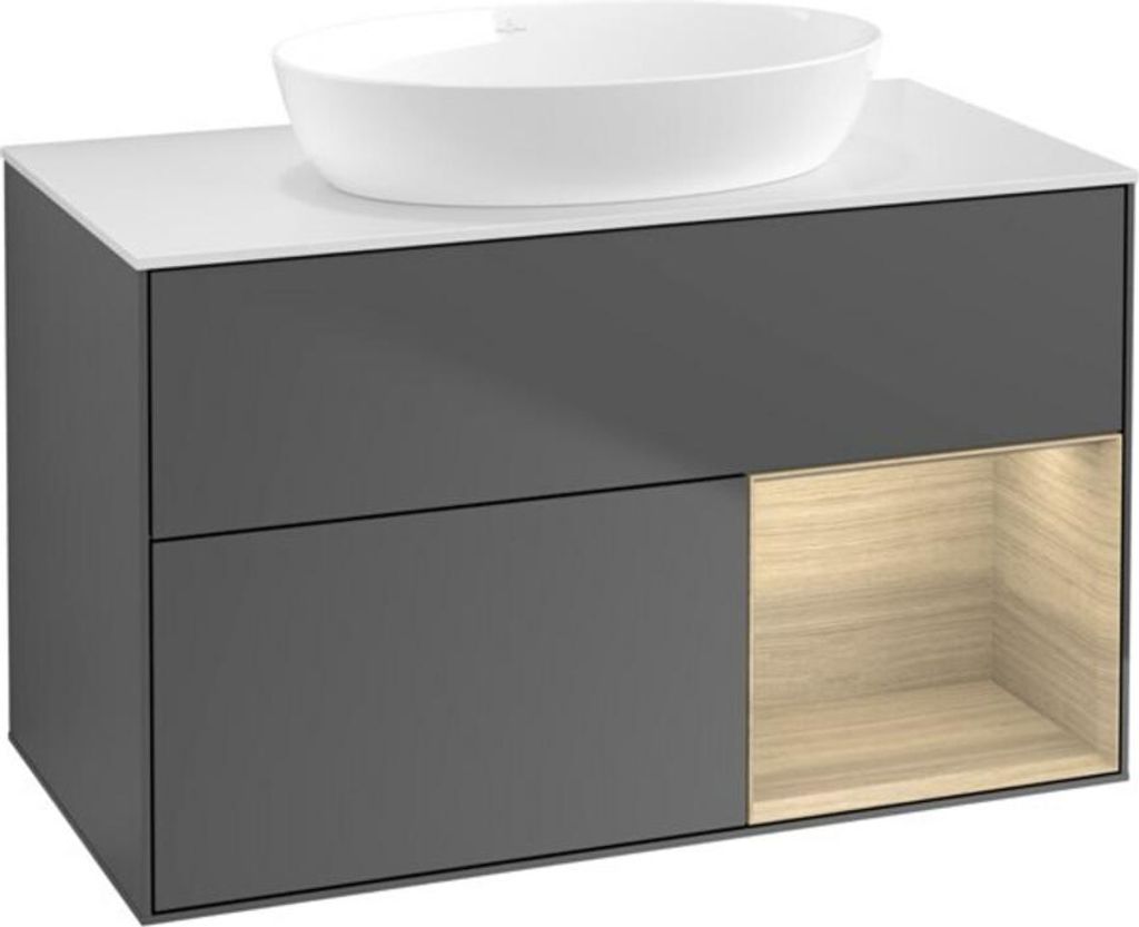 V&B Waschtischunterschrank Finion 100, Pl wh. m, Reg Oa ven, Anthrac. m