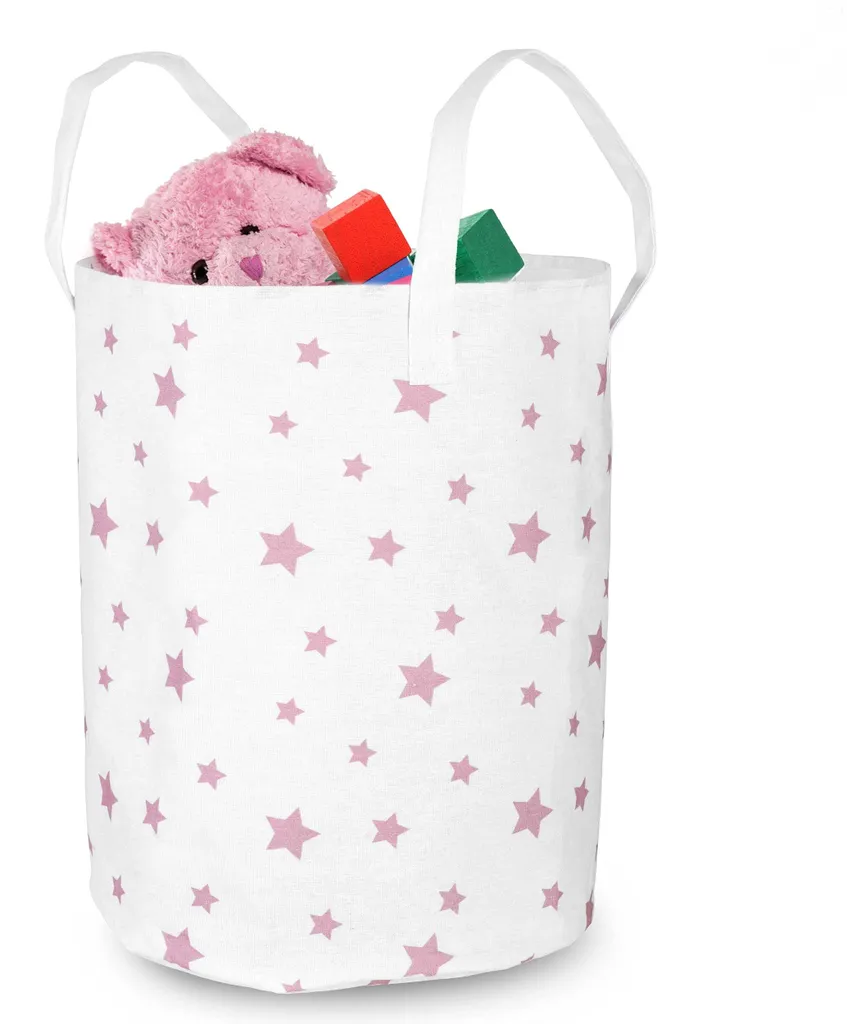 Panier à jouets blanc à étoiles 60 cm x 35 cm - Grand seau de rangement