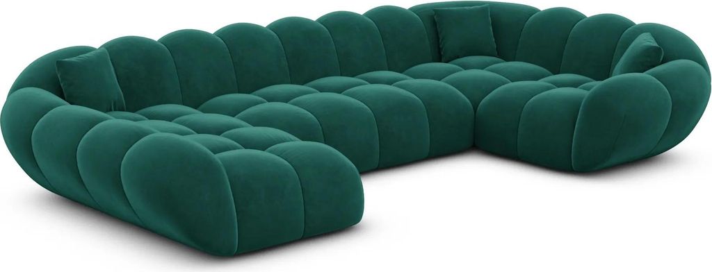 Samtstoff U-Form XL Wohnlandschaft Liva Smaragdgrün Links