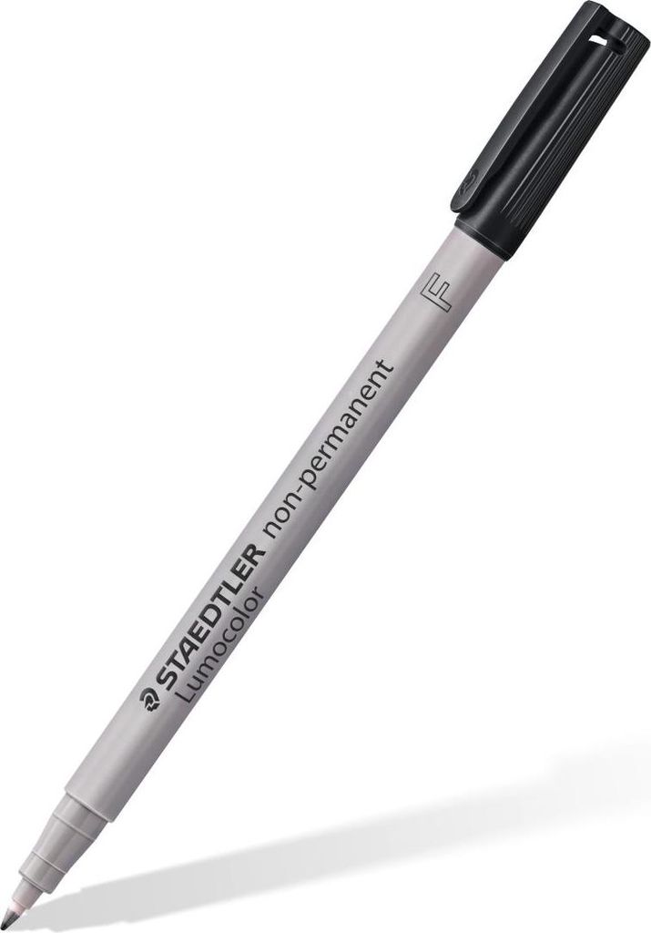 A single black STAEDTLER Lumocolor NonPermanent Marker is shown against a white background.
