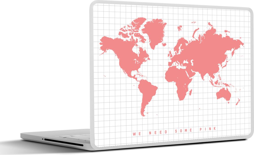 MuchoWow Laptop Aufkleber Sticker Cover Weltkarte - Taschen - Rosa 40x30 cm - Laptop Dekoration - Selbstklebend