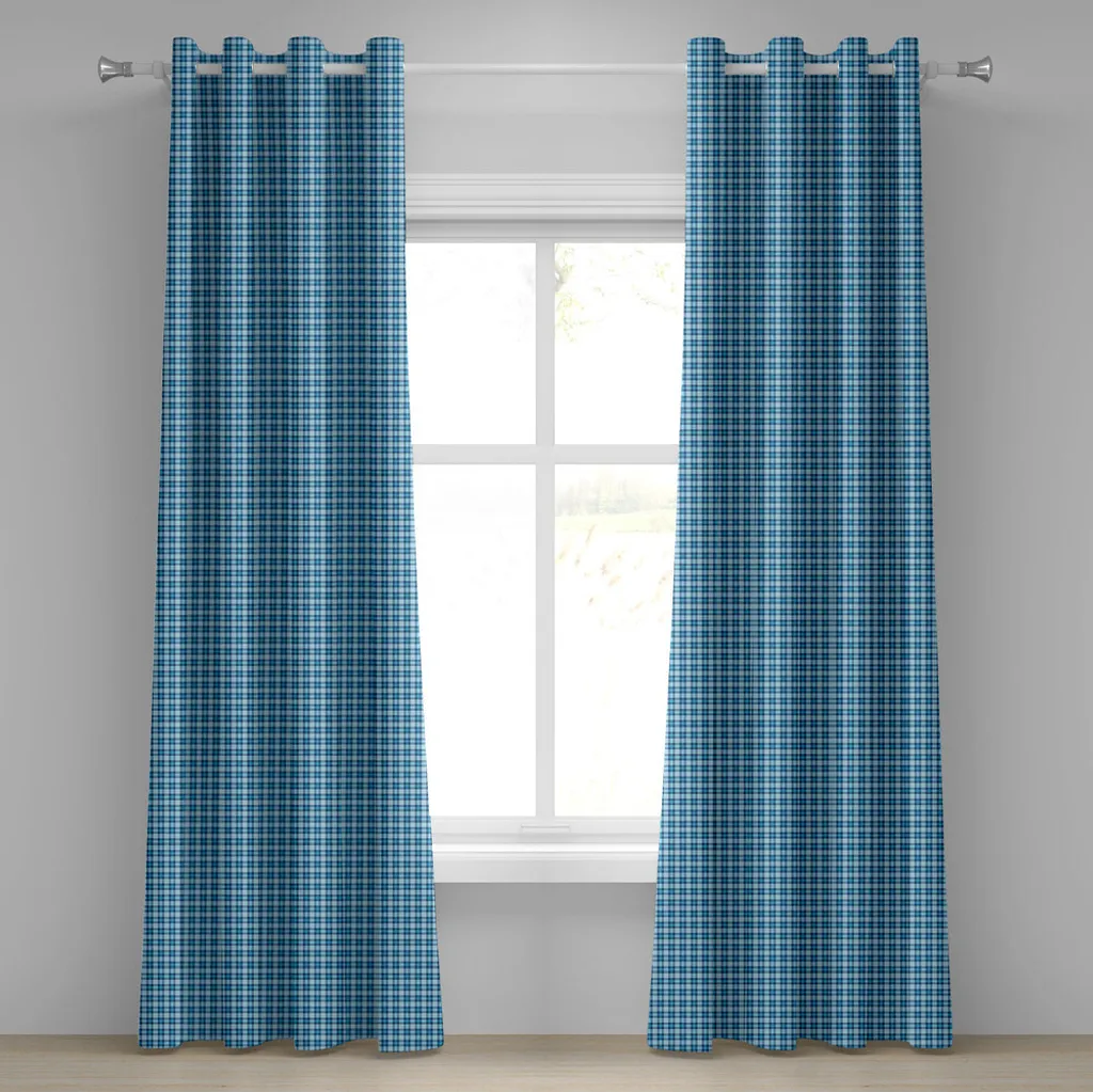 Rideau motif pique-nique bleu à œillets - Tissu haute qualité 280x245