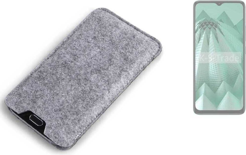 K-S-Trade Filz Handyhülle kompatibel mit HMD Aura Schutzhülle Filztasche Filz Tasche Case Sleeve Handy Hülle Filzhülle grau