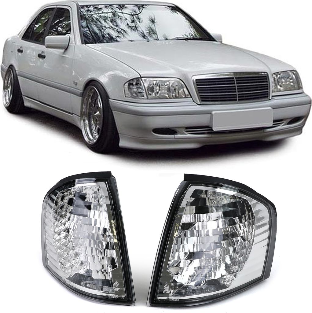 Weiße Klarglas Blinker für Mercedes W202 C Klasse 93-00 Produktbild 