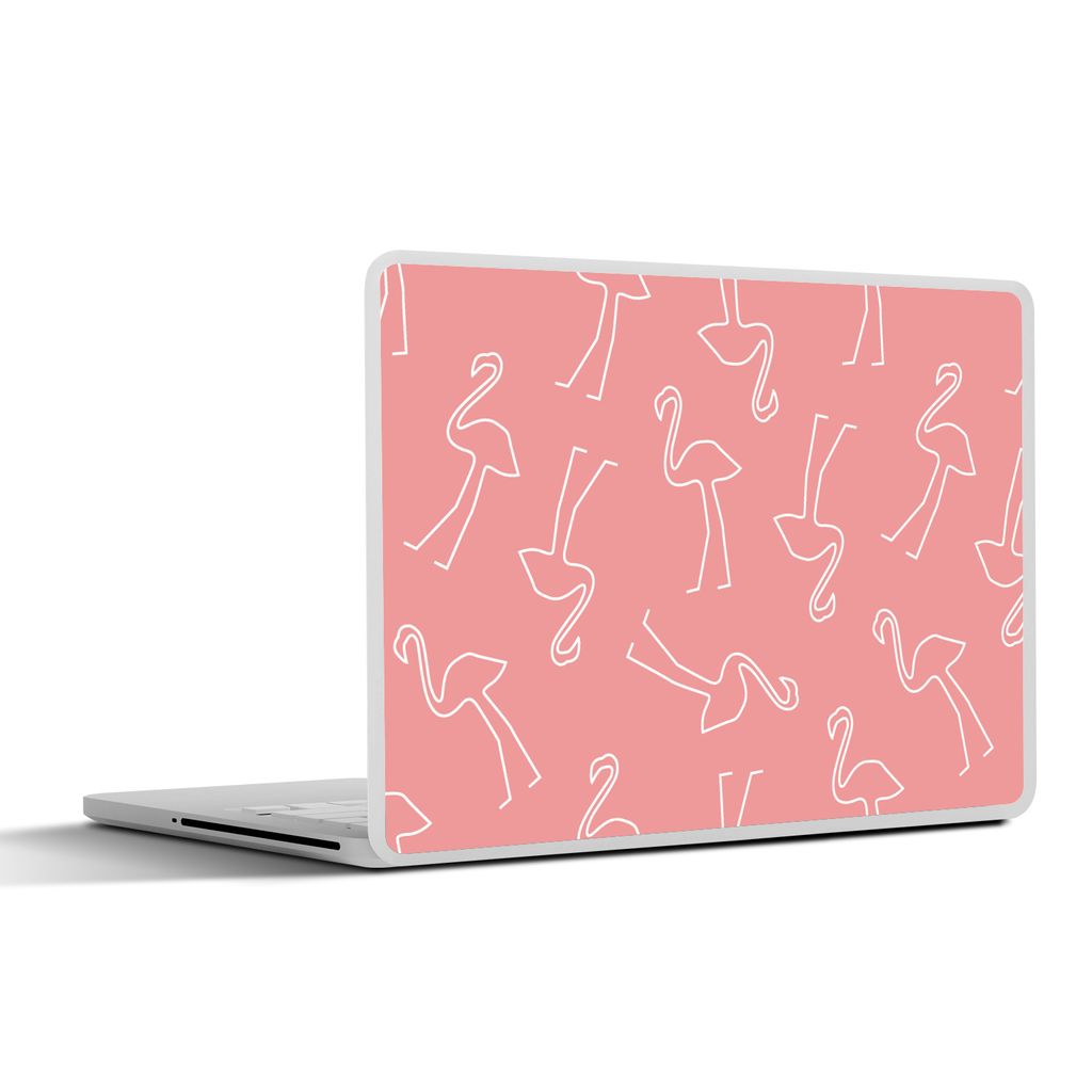 MuchoWow Laptop Aufkleber Sticker Cover Flamingo - Linienkunst - Rosa - Muster 25x18 cm - Laptop-Deko