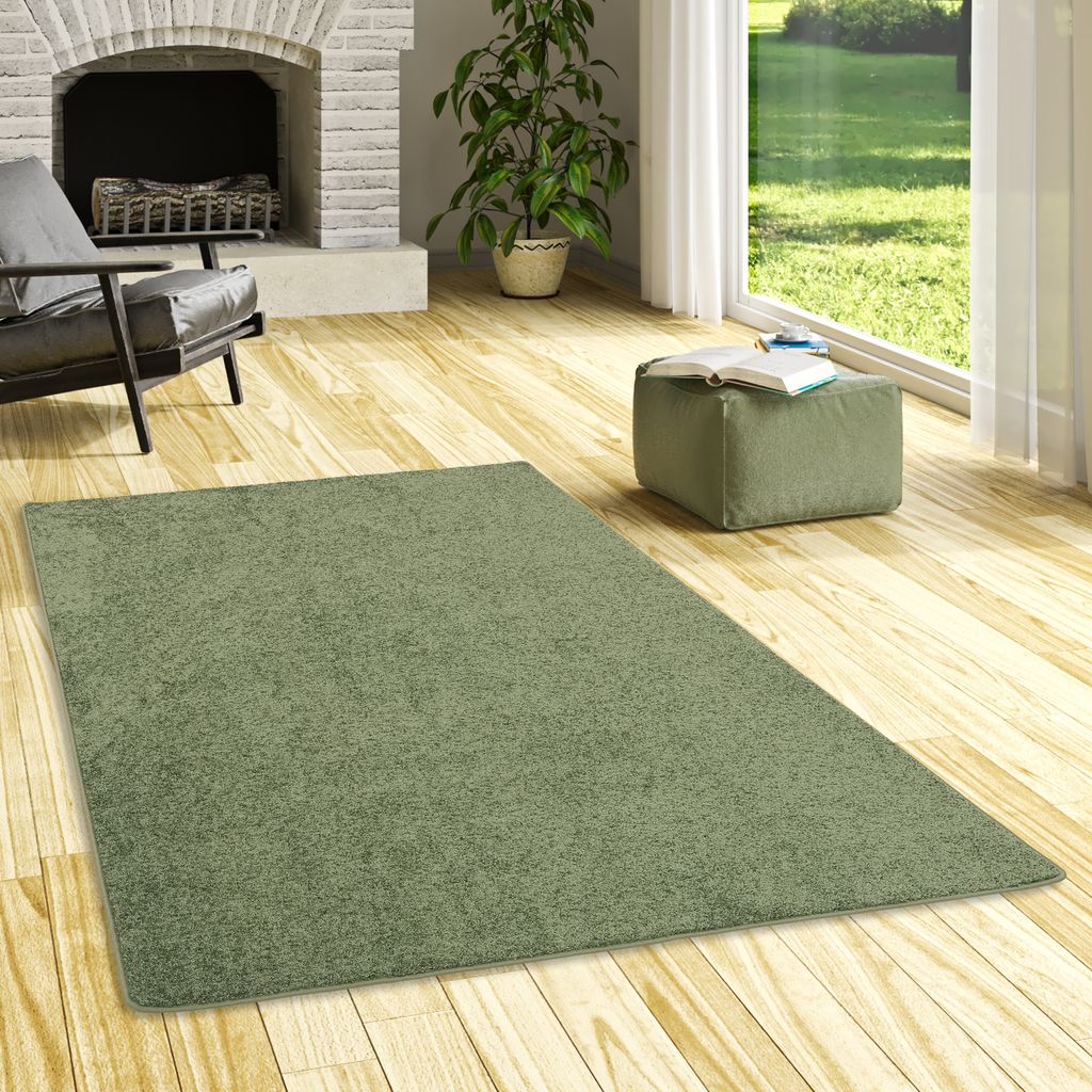 Hochflor Langflor Teppich Cottage Grün, Größe:200x200 cm