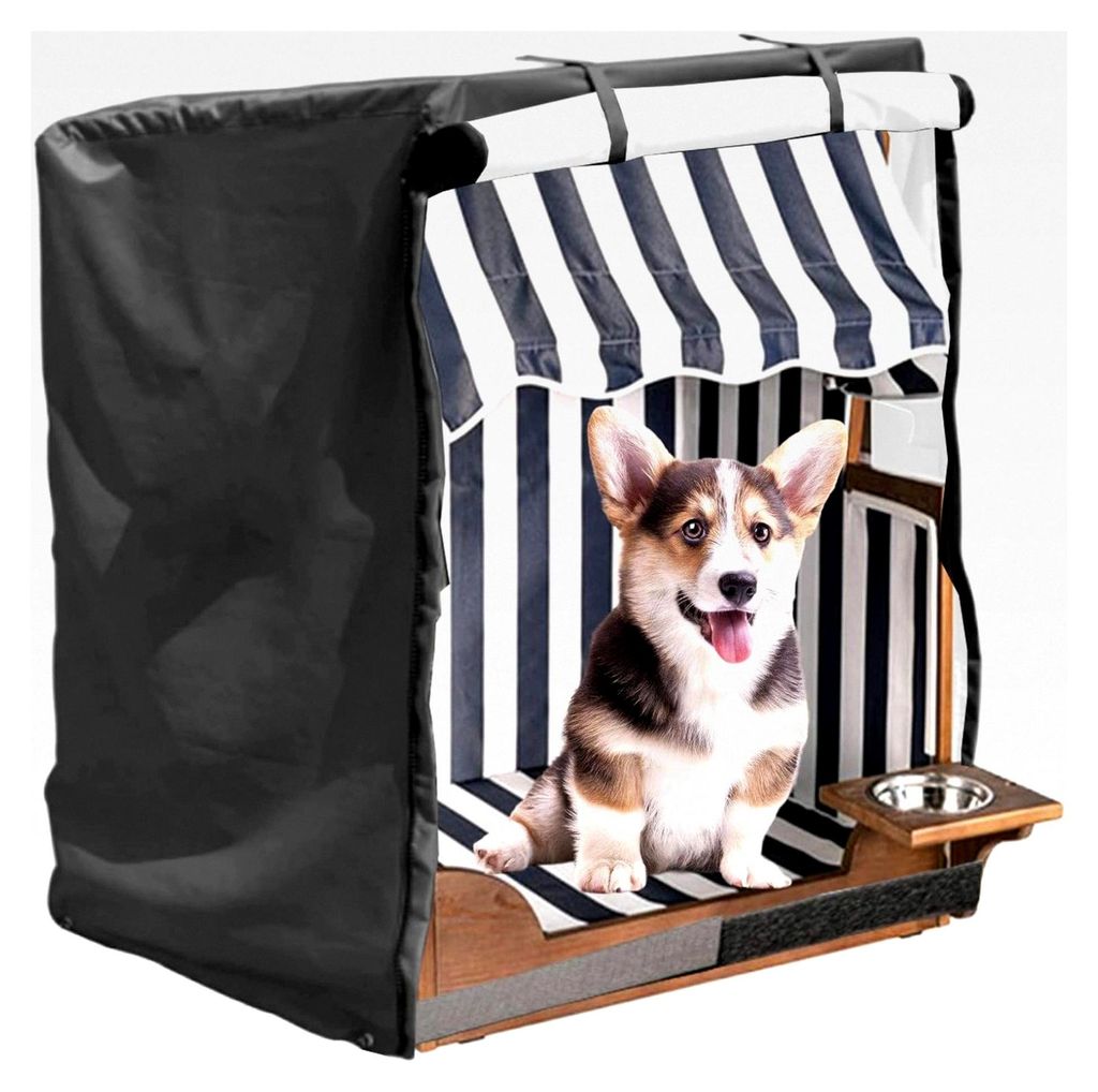 Schutzhülle für Hunde-Strandkorb, wasserdicht mit doppeltem Reißverschluss, 420D Oxford-Stoff, schwarz, 85 x 75 x 100 cm
