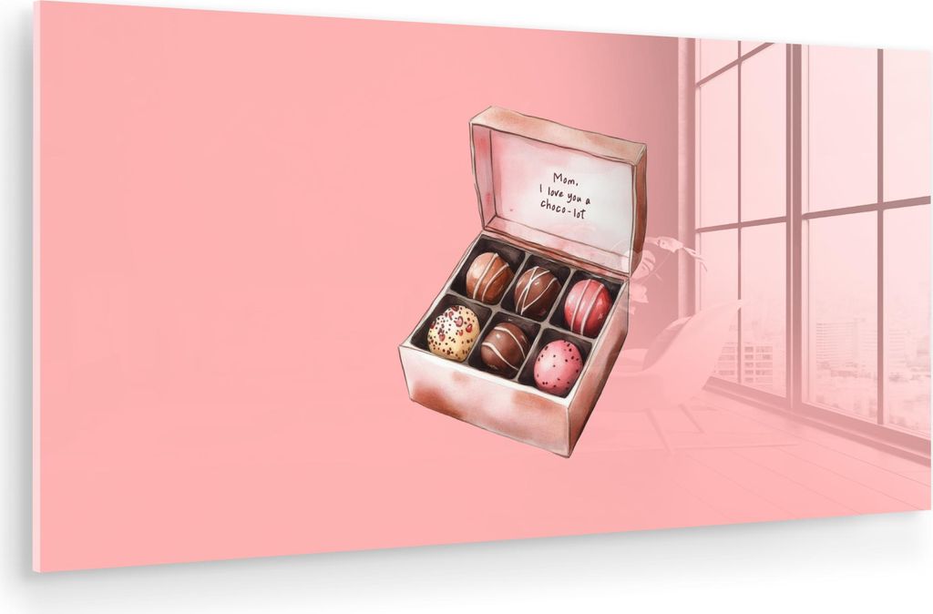 MuchoWow Glasbilder - Bilder auf Wandbild - Foto auf Glas Schachtel - Bonbons - Liebevoll - Text 40x20 cm Wanddekoration aus Glas - Acrylglasbild -...