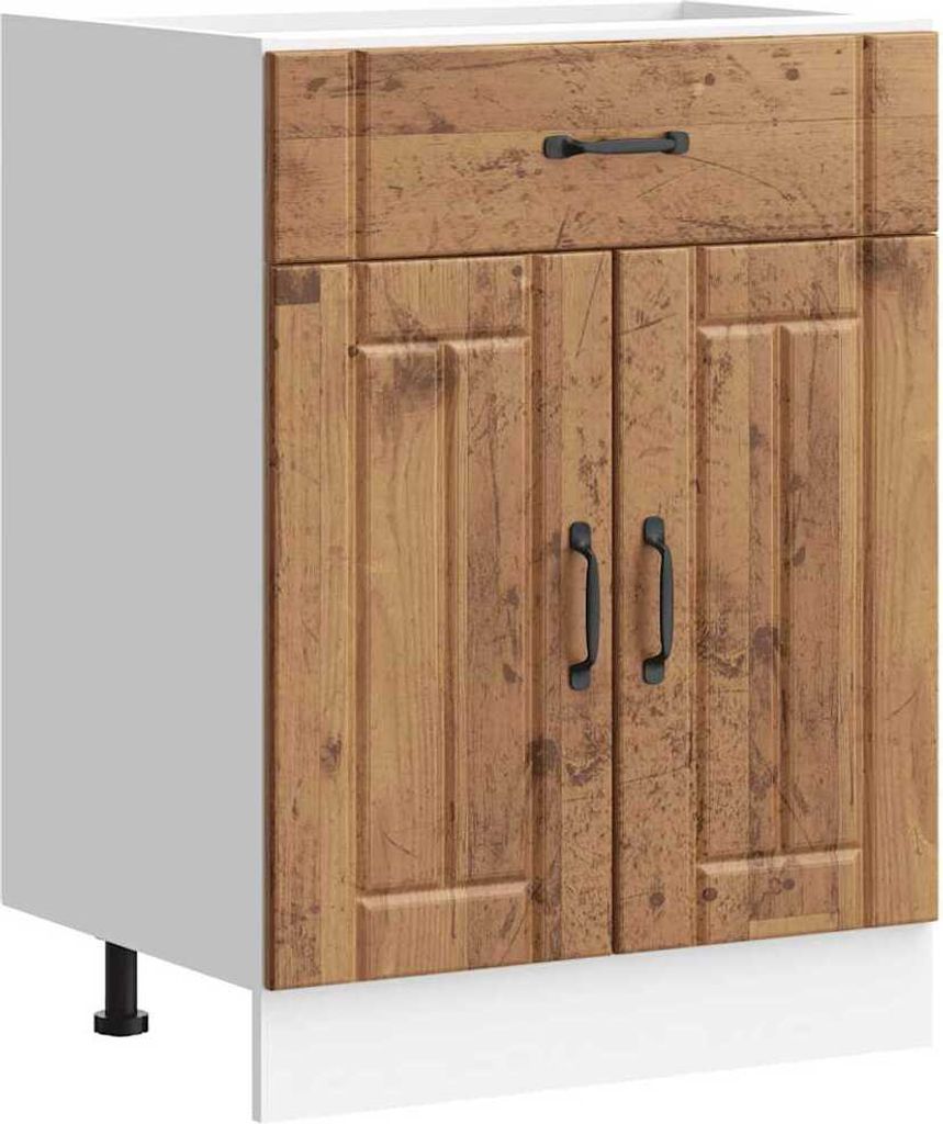 vidaXL Küchen-Unterschrank Lucca Altholz-Optik Holzwerkstoff