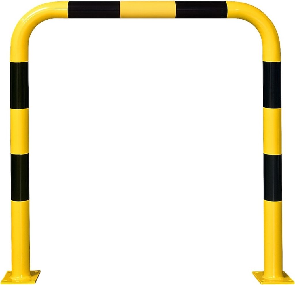 PROREGAL Rammschutz-Bügel | HxB 120x100cm | Rohr-Ø 7,6cm | Feuerverzinkter & kunststoffbeschichteter Stahl | Schwarz-Gelb