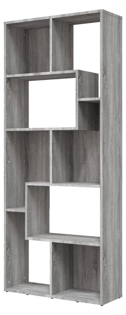 Bücherregal, Bücherschrank mit viel Stauraum, Standregal für Schlafzimmer, Wohnzimmer und Büro, Grau Sonoma