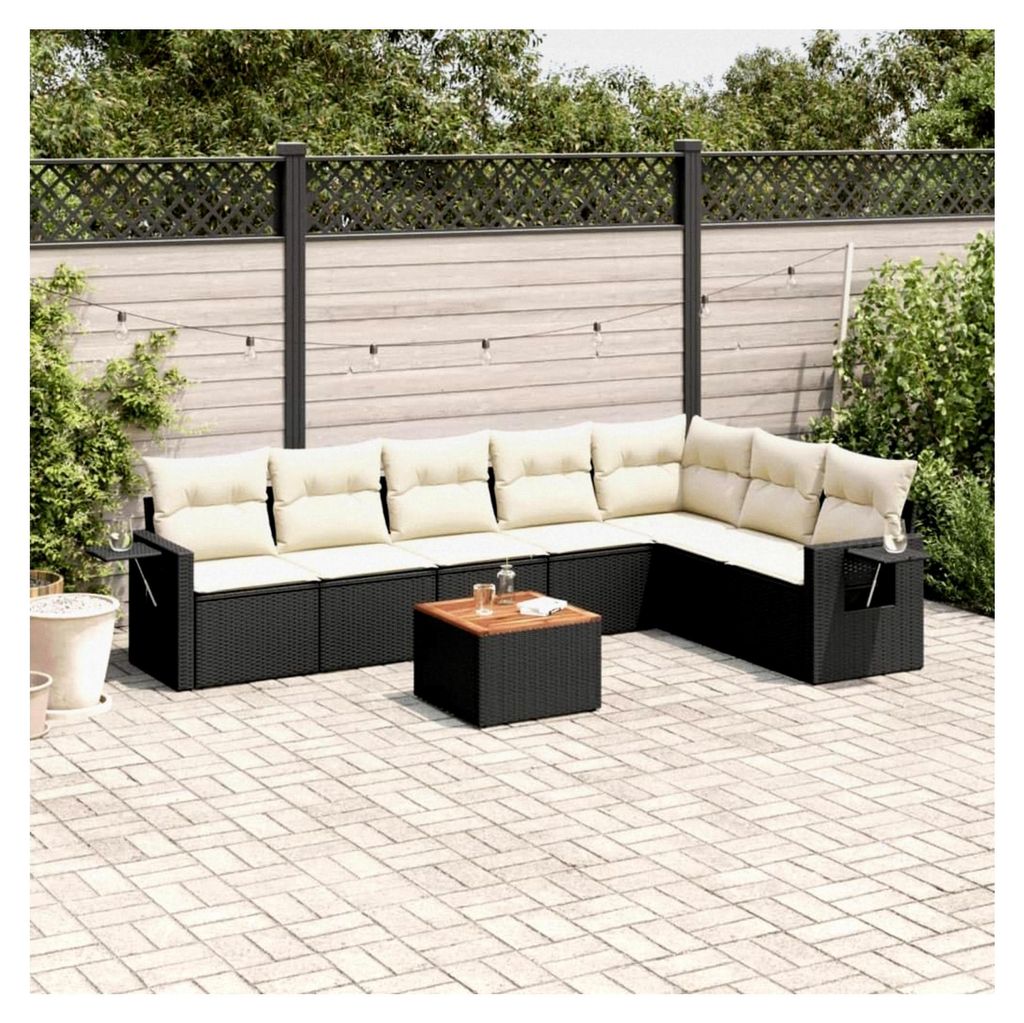 8-teiliges Lounge Möbel Set für den Garten, Gartenlounge Sofa, Sitzgruppe mit Kissen aus Poly Rattan