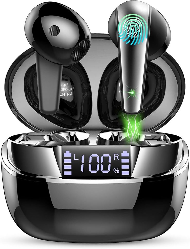 Kopfhörer mit Bluetooth 5.3, HiFi Stereo Kopfhörer, ENC Geräuschunterdrückung, USB-C Ohrhörer, LED-Anzeige, 47 Stunden Akkulaufzeit, IP7 Wasse...