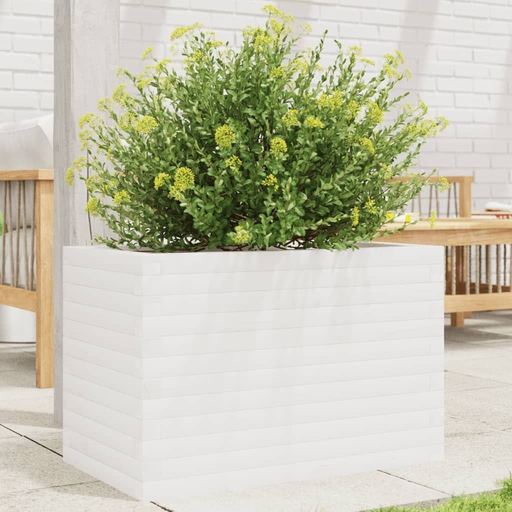 HOMMIE Pflanztopf/Blumenkübel Moderne - Pflanzkübel - Blumentopf Weiß 70x40x45,5cm Massivholz Kiefer NEU303375 - Beete