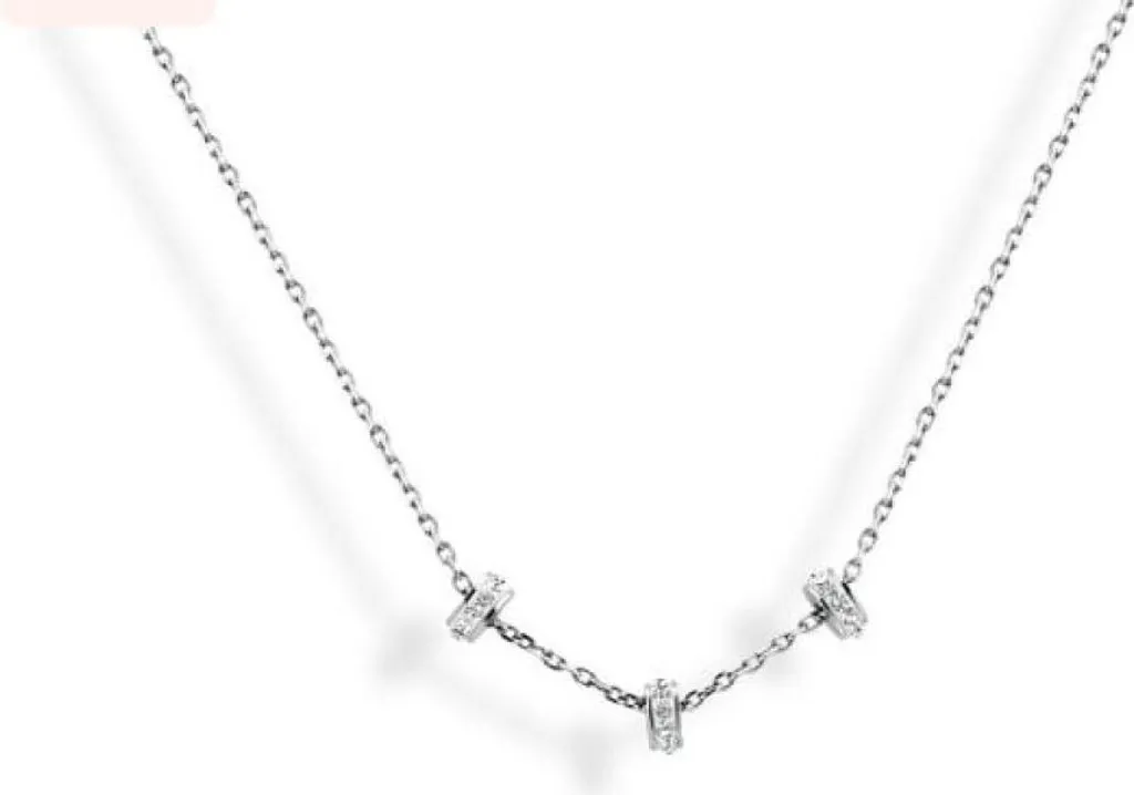 Victoria Collana con pietra bianca color argento a forma di ciambella