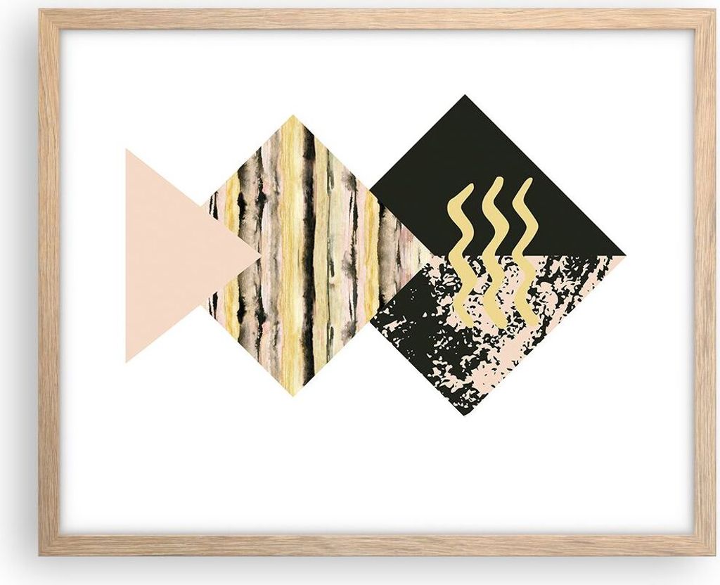 Gerahmtes Poster - Rahmen in heller Eiche - Abstraktion Diamant Gürtel - 50x40 cm - Wand Bild - Wanddeko - Wandbilder - Wandposter - Bilderrahmen ...