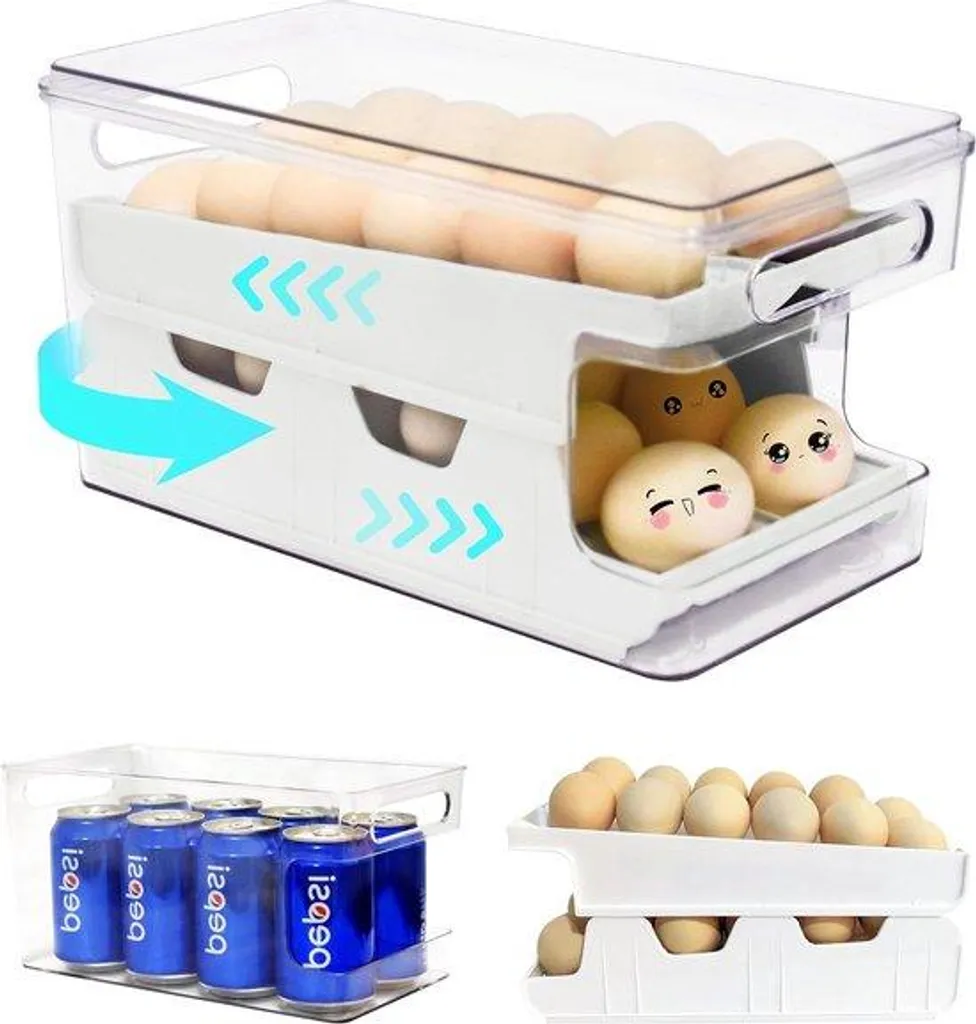 Rangement œufs cuisine 24 œufs blanc avec distributeur automatique