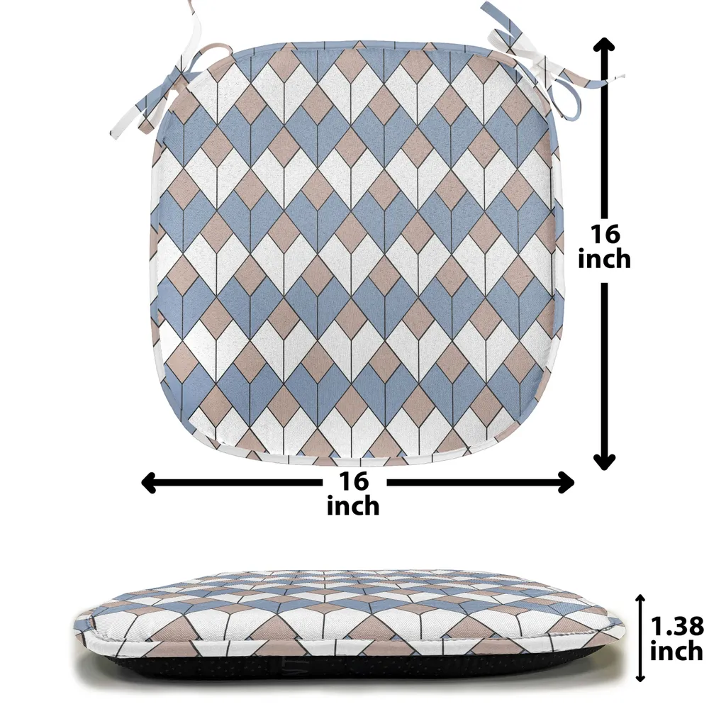 ABAKUHAUS Imbottitura geometrica per sedie da sala da pranzo, linea a rombi intrecciati, cuscino decorativo impermeabile con cinturini per sedie da cucina, 40 cm x 40 cm - confezione da 12, rosa essiccata blu-grigio - 4