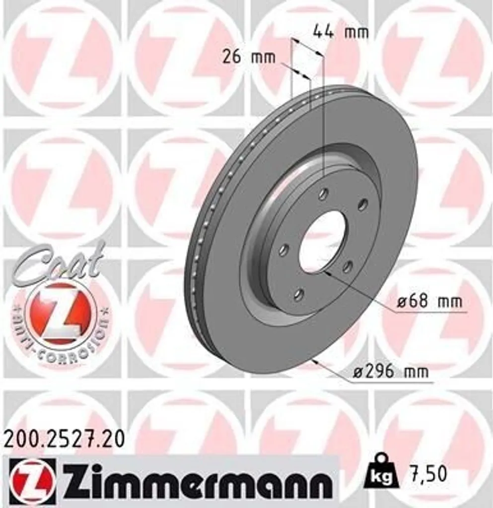 Disque de frein Zimmermann 200.2527.20 pour entretien Nissan Juke F15