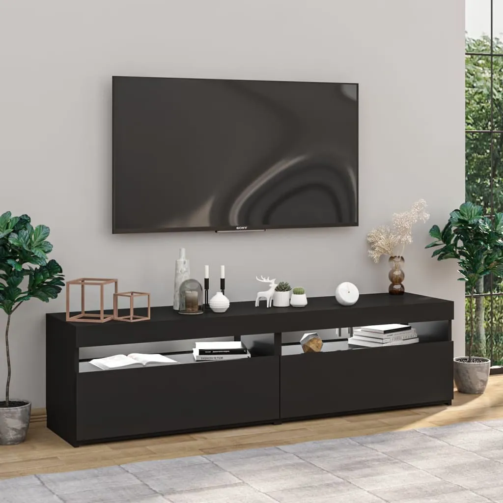 Maison Exclusive Meuble TV Noir LED 75x35x40 cm - Ensemble de 2 Pièces
