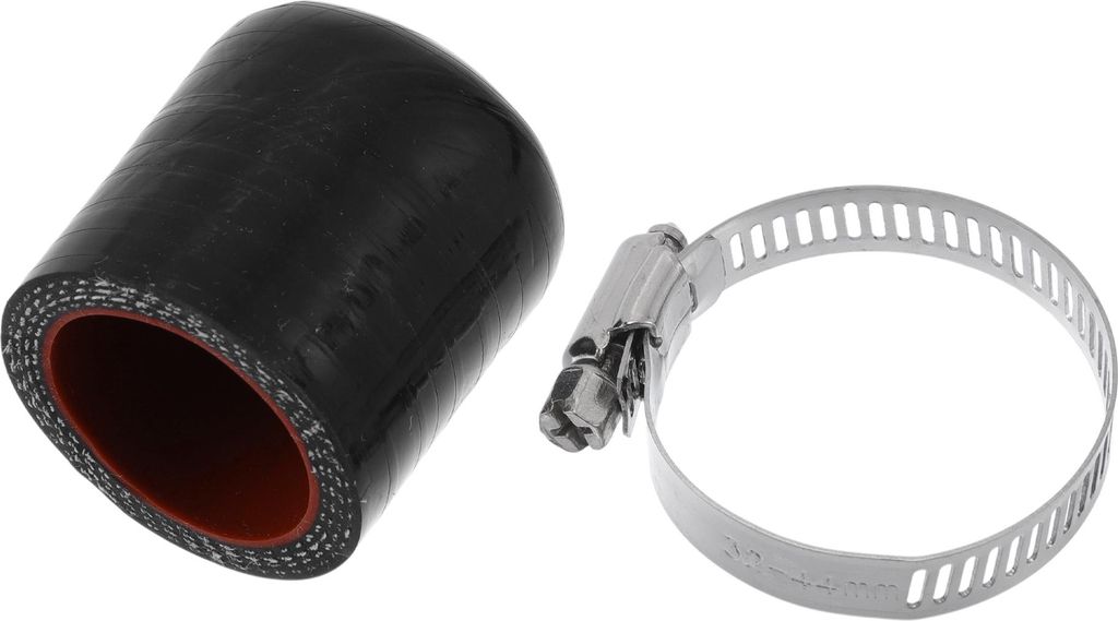 1 Satz 40mm Länge 30mm/1,18" ID Schwarz Rot Auto Silikon Gummischlauch Endkappe mit Schellen Silikon Verstärkte Blindkappe für Bypass-Rohr Unive...