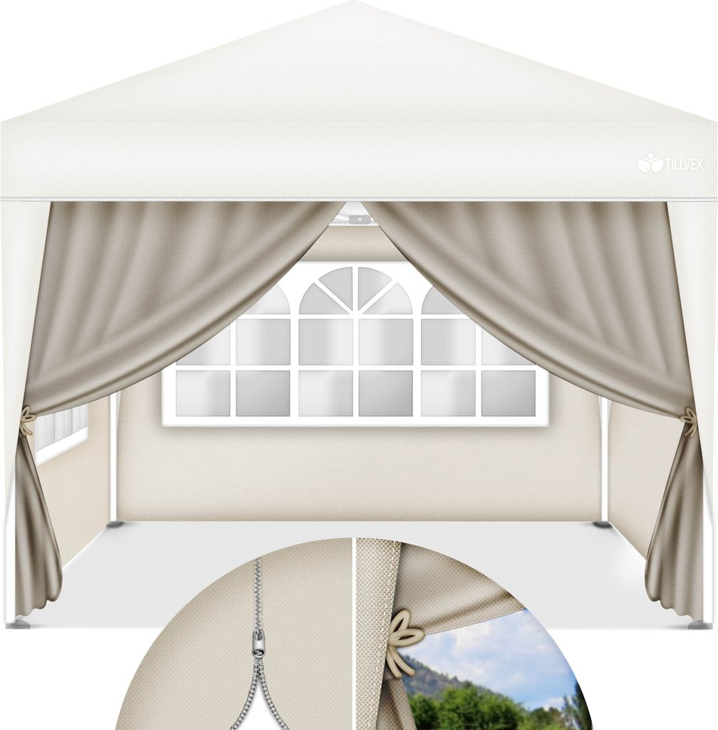 tillvex® 4X parete laterale beige per gazebo 3x3m e 3x6m | Immagine del prodotto 