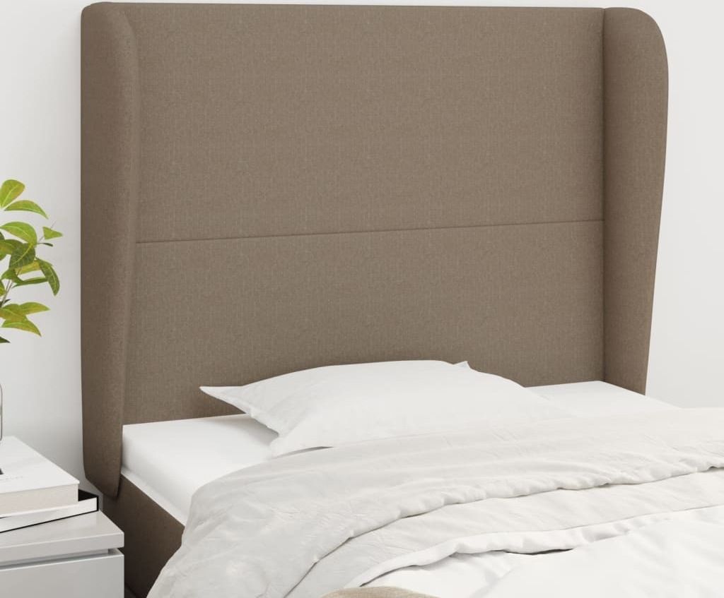 The Living Store Kopfteil mit Ohren Taupe 103x23x118/128 cm Stoff