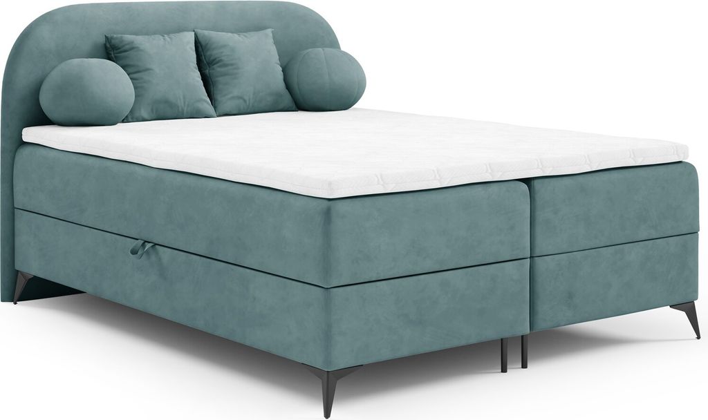 Boxspringbett Schlafzimmerbett GORGIA 160x200cm Stoff Jasmin Türkis