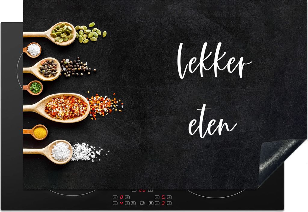 KitchenYeah Herdabdeckplatte Zitate - Gewürze - Sprichwörter - Gutes Essen , 78x52cm, Küche Deko, Glaskeramikfeld Herdabdeckung, Abdeckplatte ...