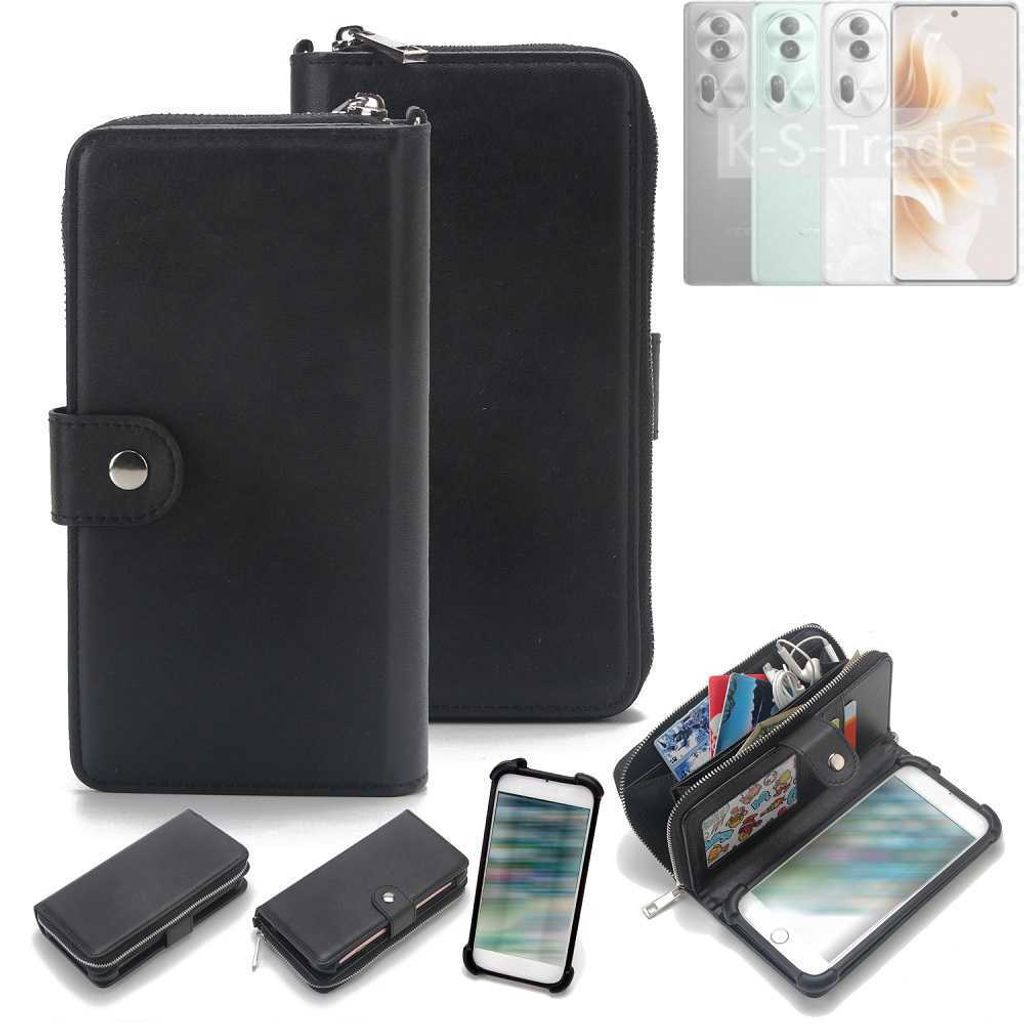 K-S-Trade 2in1 Handyhülle Schutzhülle kompatibel mit Oppo Reno11 Pro Global & Portemonnee Cover Handy Hülle Case Etui Geldbörse Wallet Bookstyle