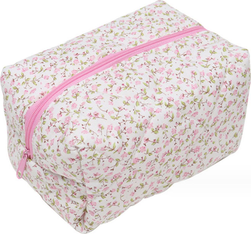 1/2 Stück Kosmetiktasche mit Blumendruck, Reißverschluss, große Kapazität, tragbar, für Lippenstift, Lotion, Kopfhörer, Schlüssel, Make-up-P...