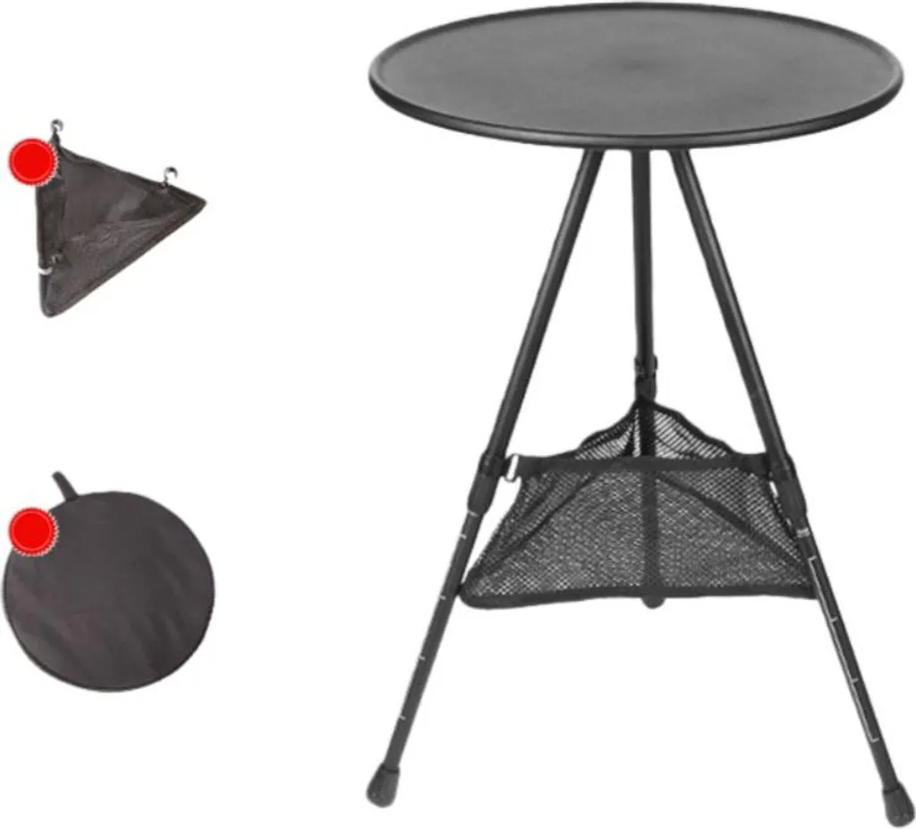 Table de Camping Ronde Pliante en Aluminium INF Ultralégère Coloris Noir