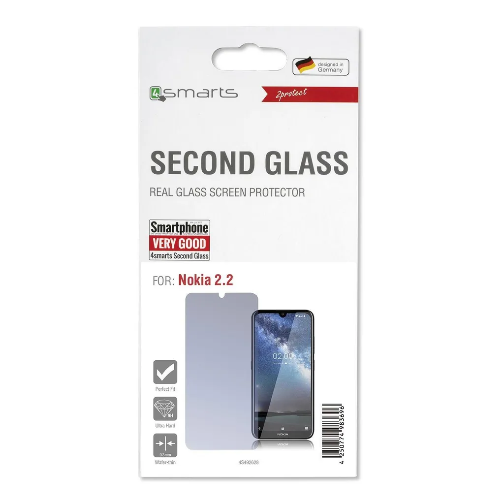 4smarts Second Glass per Nokia 2.2 - Protezione Schermo Alta Qualità