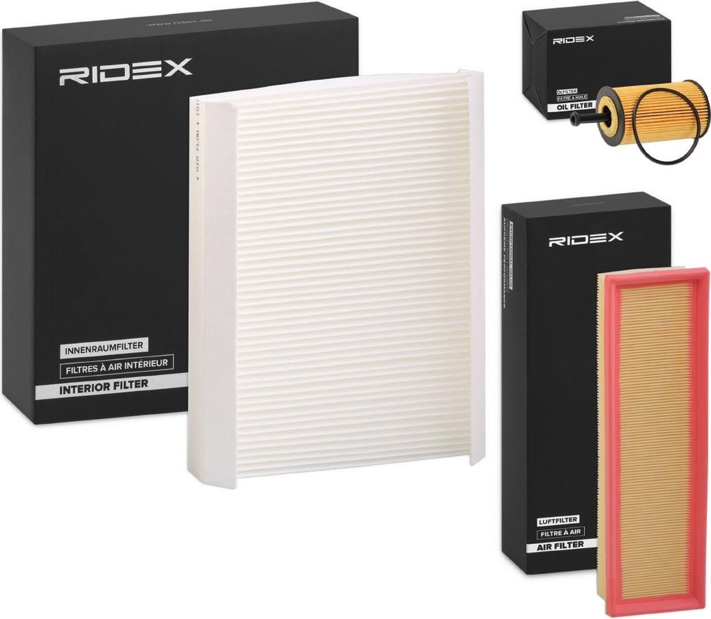 RIDEX Filterset Inspektionspaket Filtersatz passend für PEUGEOT PARTNER Combispace (5F) PARTNER Kasten (5) für CITROËN Berlingo / Berlingo First