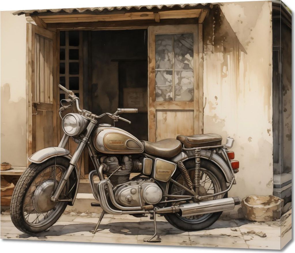 Bild 70x60cm Motorrad Einsame Flucht