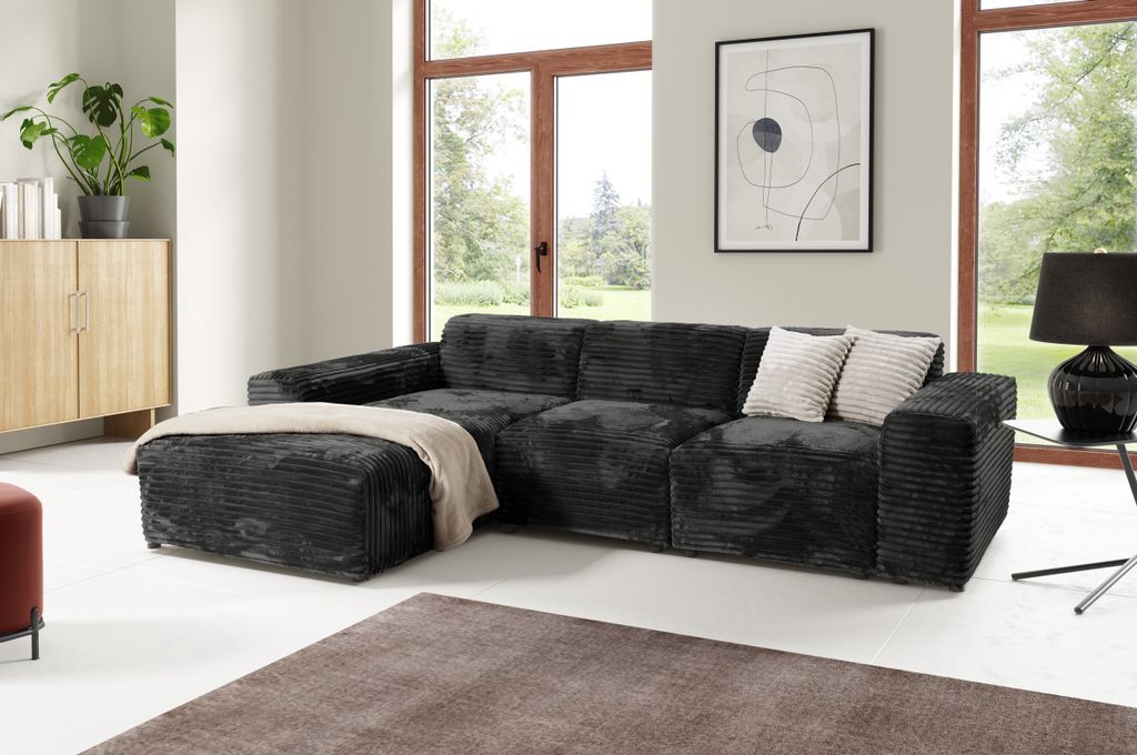 KEF Ecksofa Bali – L-Form – 290x69x190 cm – Möbel für Wohnzimmer – Wellenfederung + hochelastischer Schaumstoff – Polsterstoff – Lin...