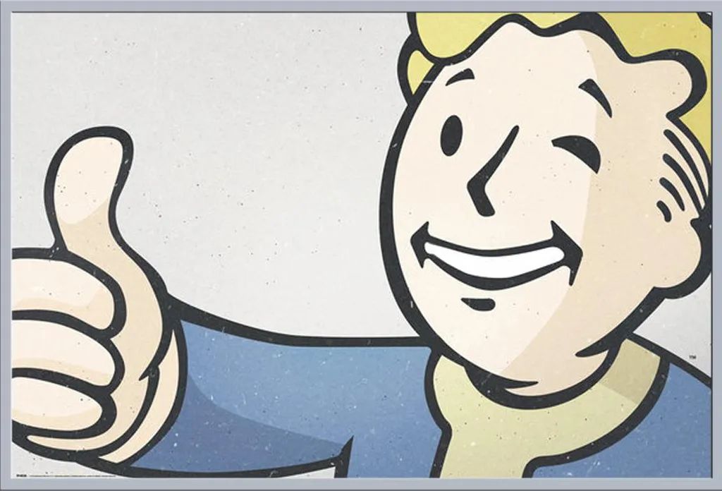 Cadre Fallout 4 Vault Boy Shinsuke argenté avec vitre acrylique de sécurité