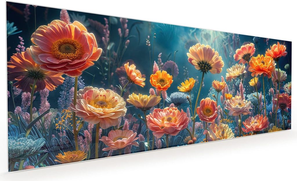 Küchenrückwand Spritzschutz Glas mit Motiv Blumengarten 40 x 40 cm