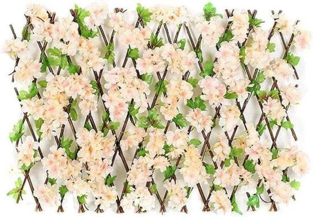 Haie de lierre artificiel fleur cerisier 60cm champagne anti-UV lierre