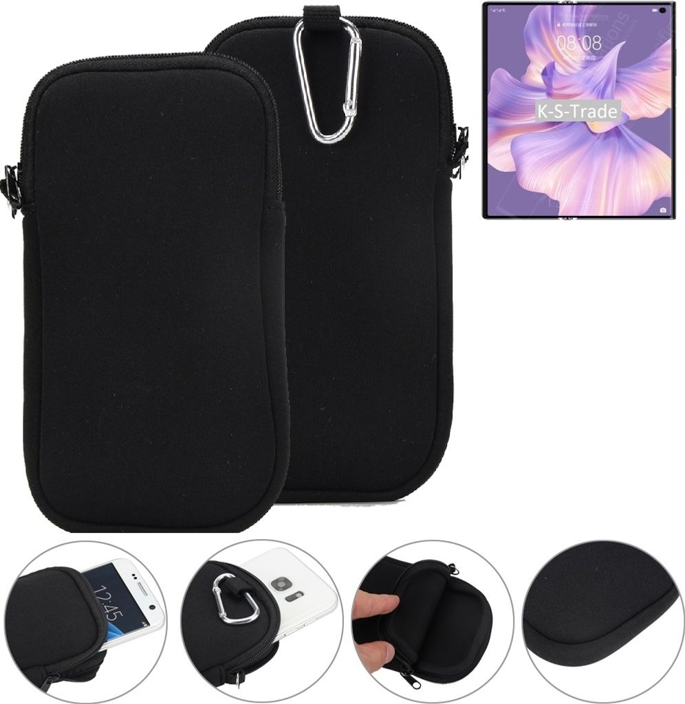 K-S-Trade Neopren-Hülle Handyhülle kompatibel mit Huawei Mate Xs 2 Schutzhülle Neoprenhülle Sleeve Schutz-Hülle Gürtel Tasche Case Holster