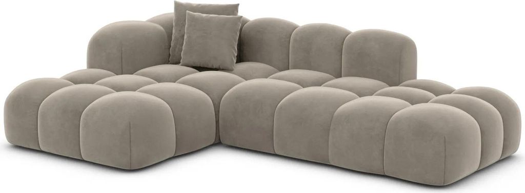 Samtstoff L-Form Lounge Sofa Valora Taupe Links