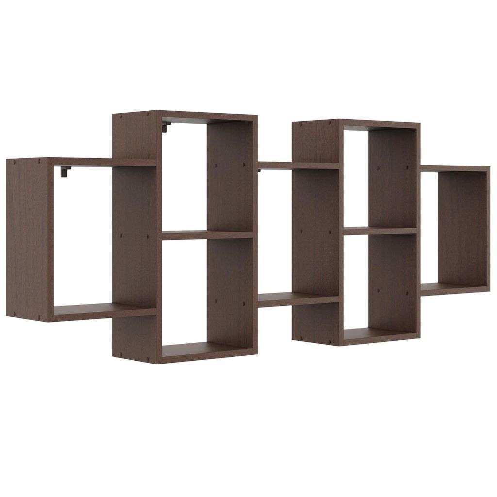 Wandregal Wenge – stilvolles Hängeregal in dunkler Holzoptik, modernes Bücherregal zur Wandmontage für Wohnzimmer, Küche oder Flur