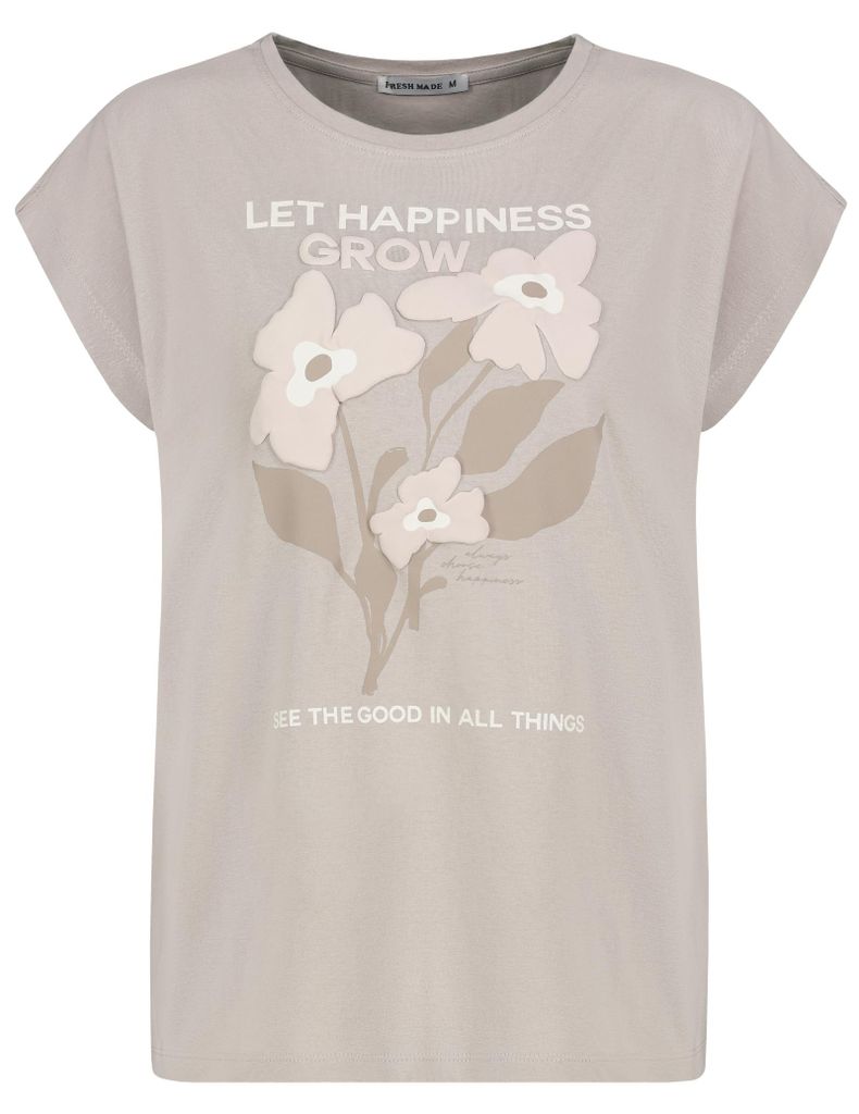 Fresh Made T-Shirt mit Blumenmotiv und inspirierendem Text Produktbild 