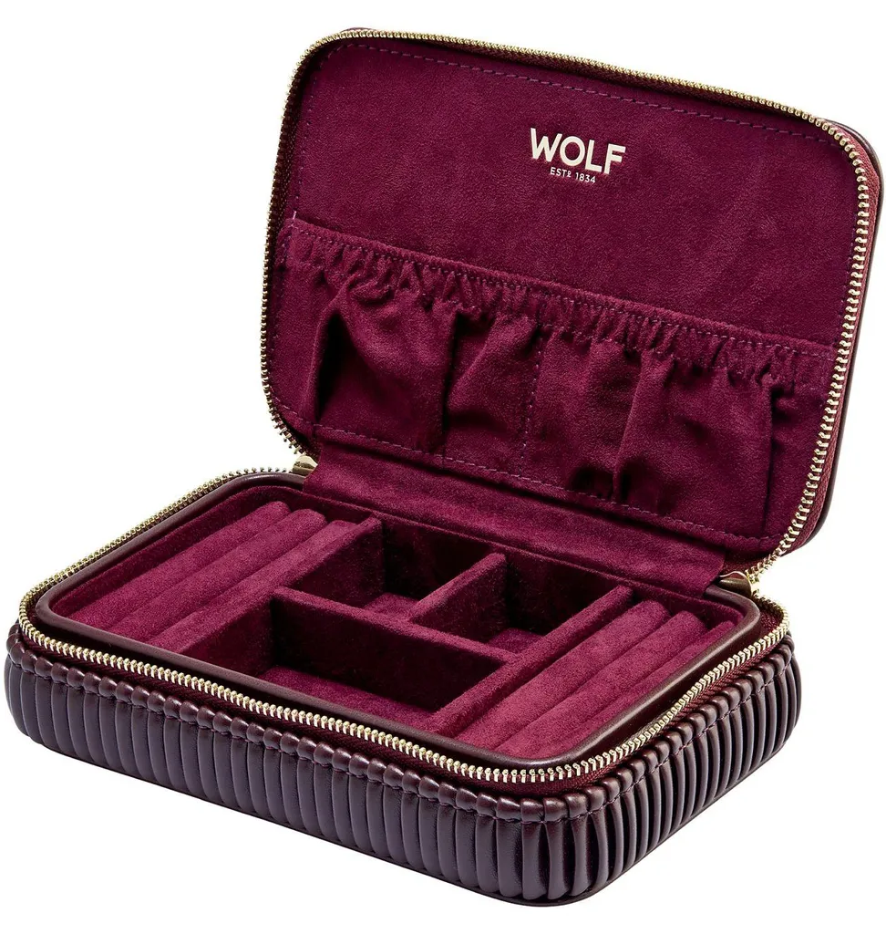 Boîte à bijoux haut de gamme Wolf Bella avec serrure et doublure de luxe