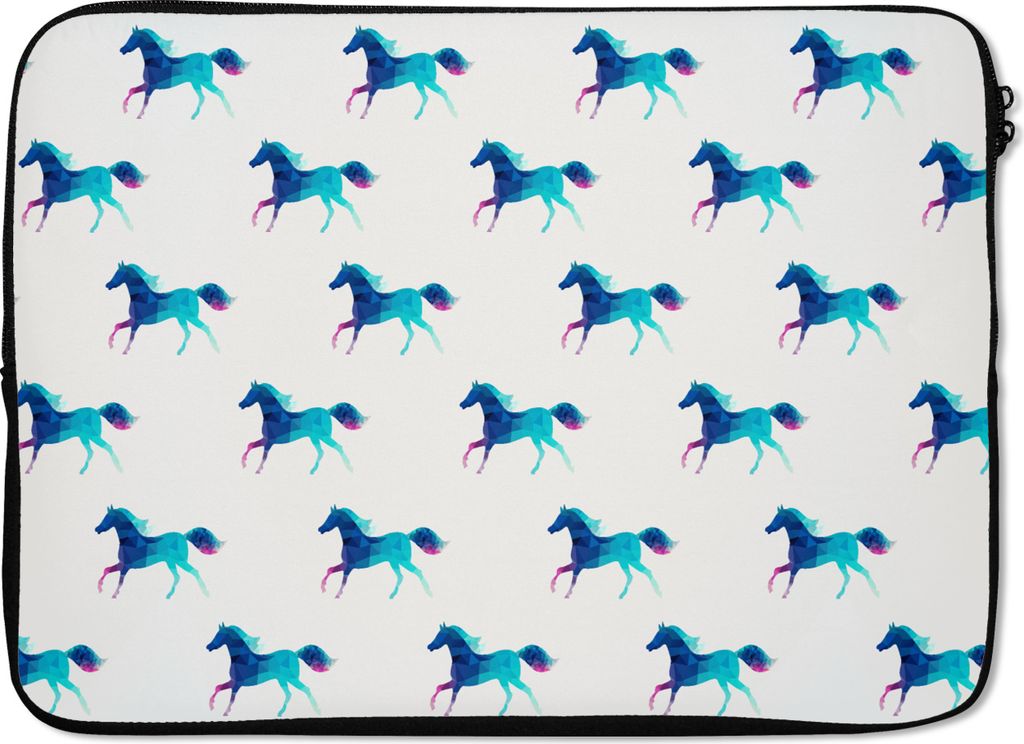 MuchoWow Laptop Hülle 13 Zoll Mädchen - Pferde - Kristall - Muster - Mädchen - Blau - Kinder - Kind Laptoptasche - Laptophülle - Sleeve - Run...