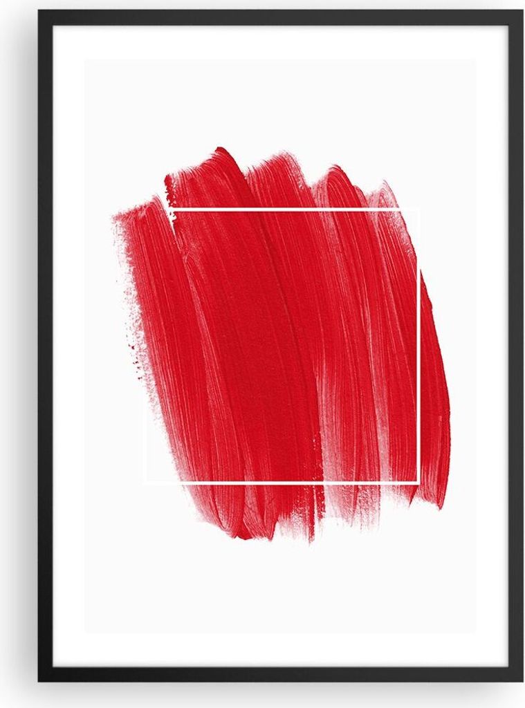 Gerahmtes Poster - Schwarzer Rahmen - Rot Farben Stück - 50x70 cm - Wand Bild - Wanddeko - Wandbilder - Kunstposter - Wandposter - Bilderrahmen - ...