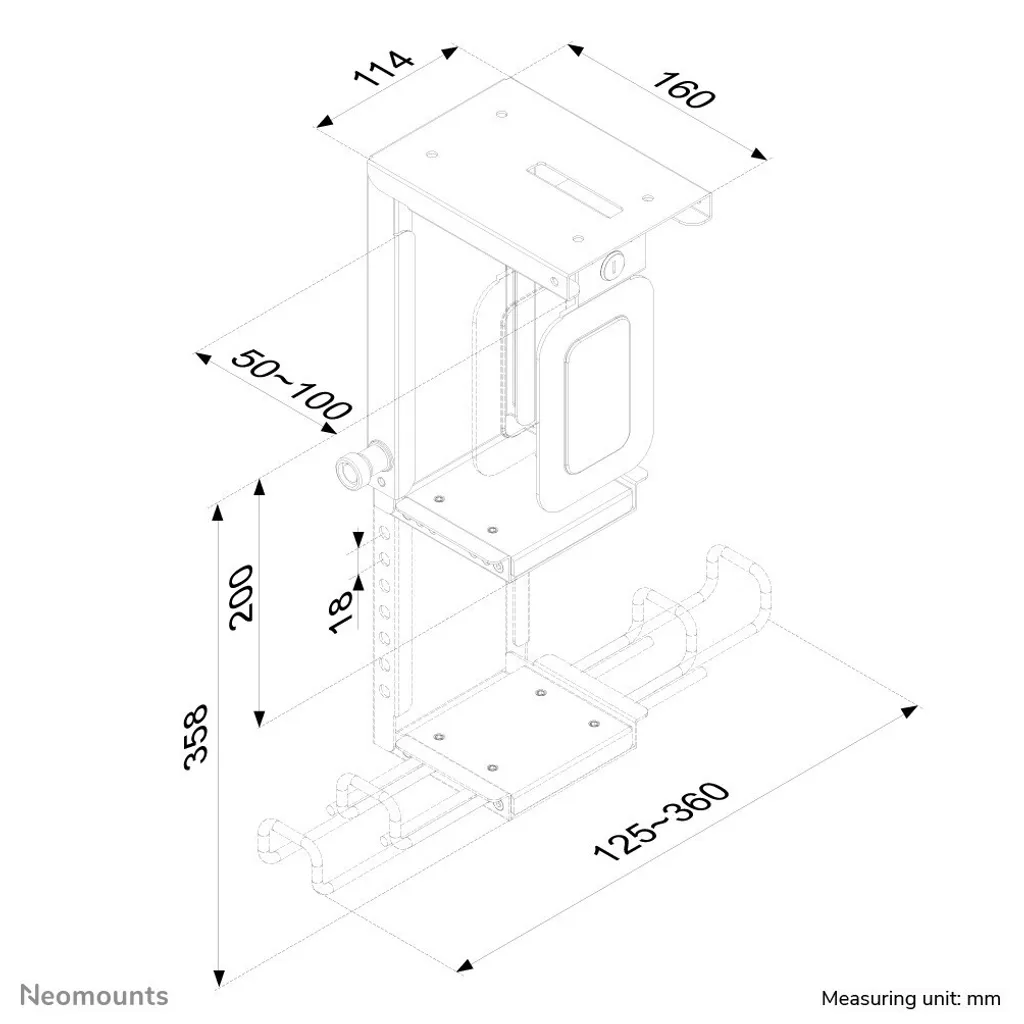 Fixation unité centrale extensible 10kg max Neomounts PCH noir - 6